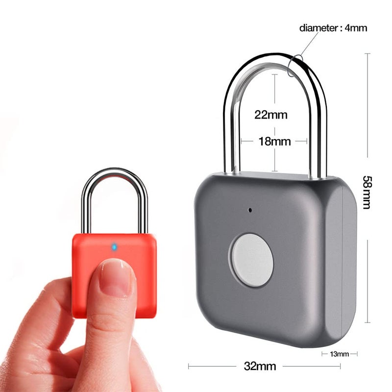 Elinksmart Fingerprint Padlock eLinkSmart Digital Padlock Locker Lock Metal Keyless Thumbprint Lock for Gym Locker, School Locker, Backpack, Suitcase, Luggage (Red) - Image 3